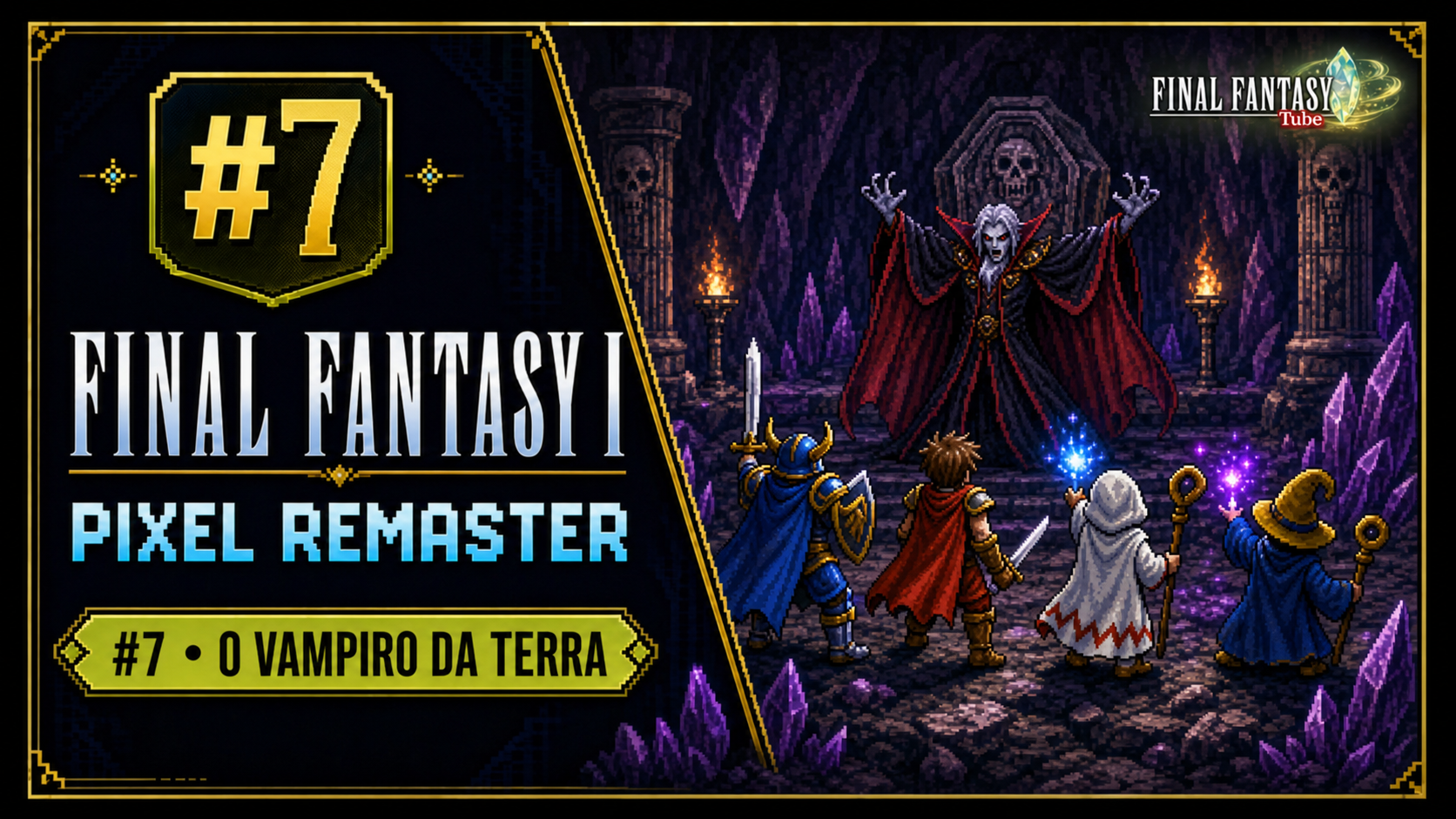Final Fantasy I Pixel Remaster #7 - Caverna da Terra, luta contra o vampiro